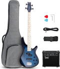 GLARRY 4 String Electric Bass Guitar Beginner Kit - Full Size Starter