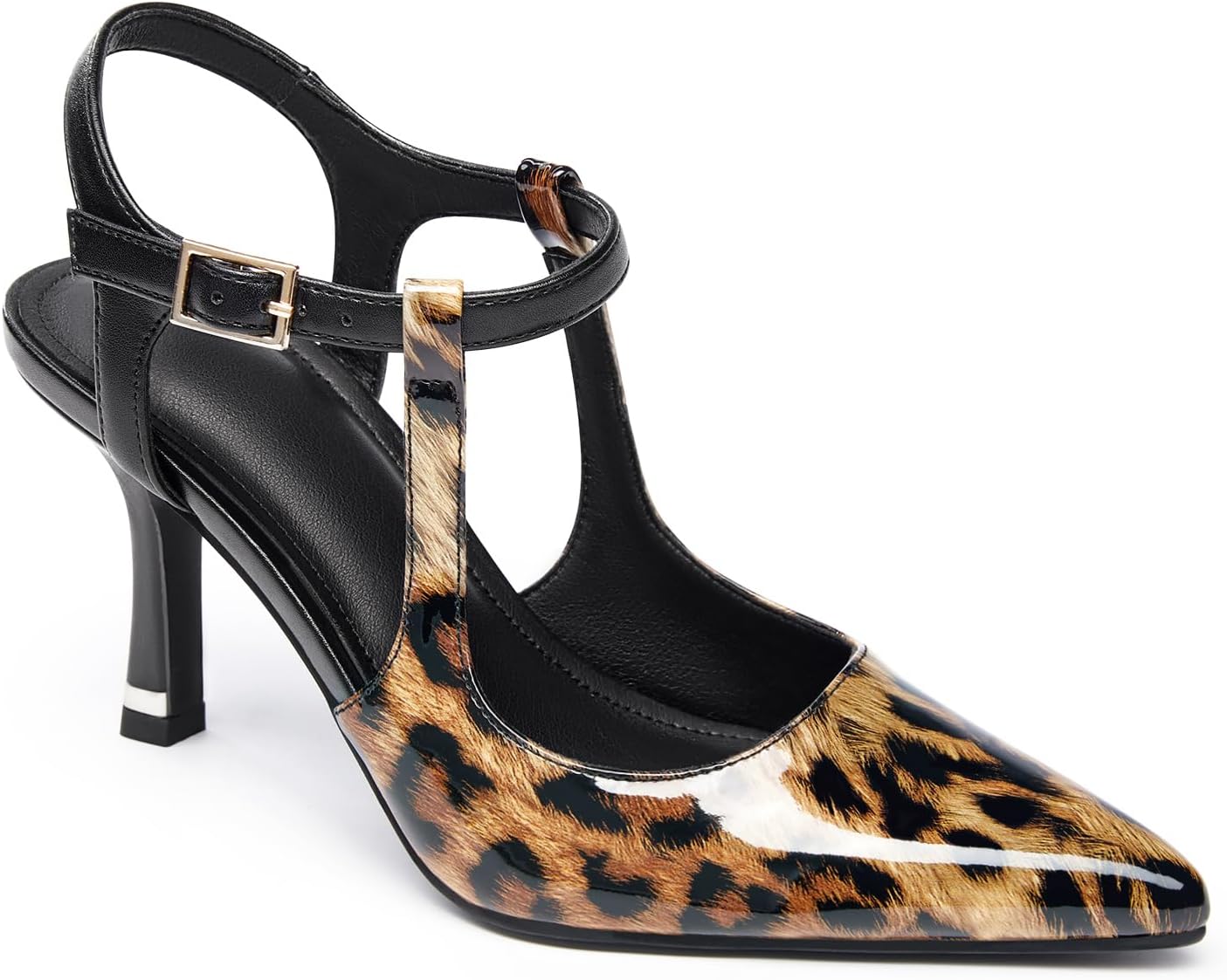 Coutgo Womens High Heels Pointed Toe Ankle Strap Pumps