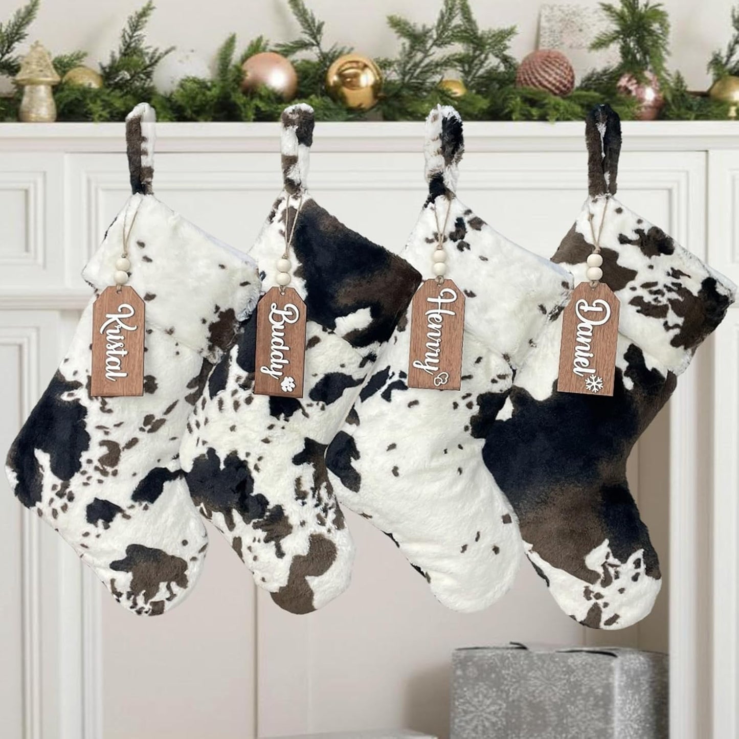 Personalized Christmas Stockings with Initial Tags for Family