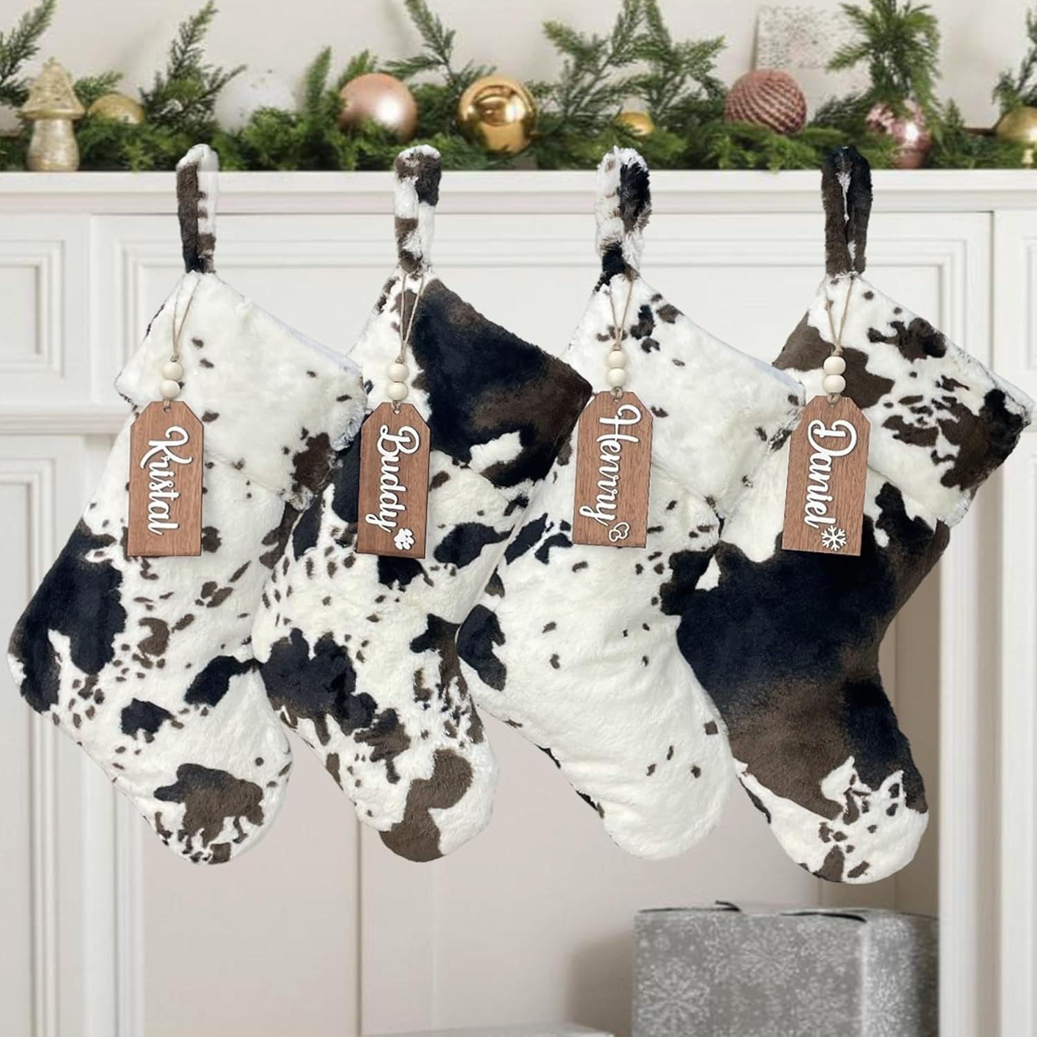 Personalized Christmas Stockings with Initial Tags for Family