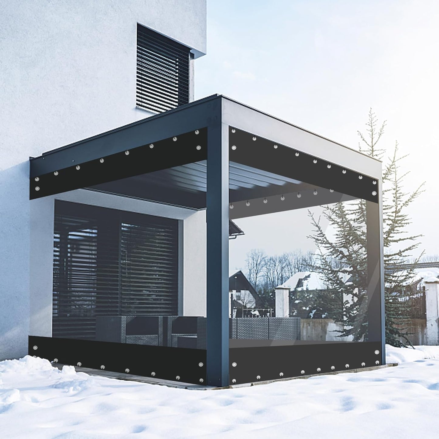 FoundGo 8ftHx10ftW Vinyl Curtains for Cozy Outdoor Spaces
