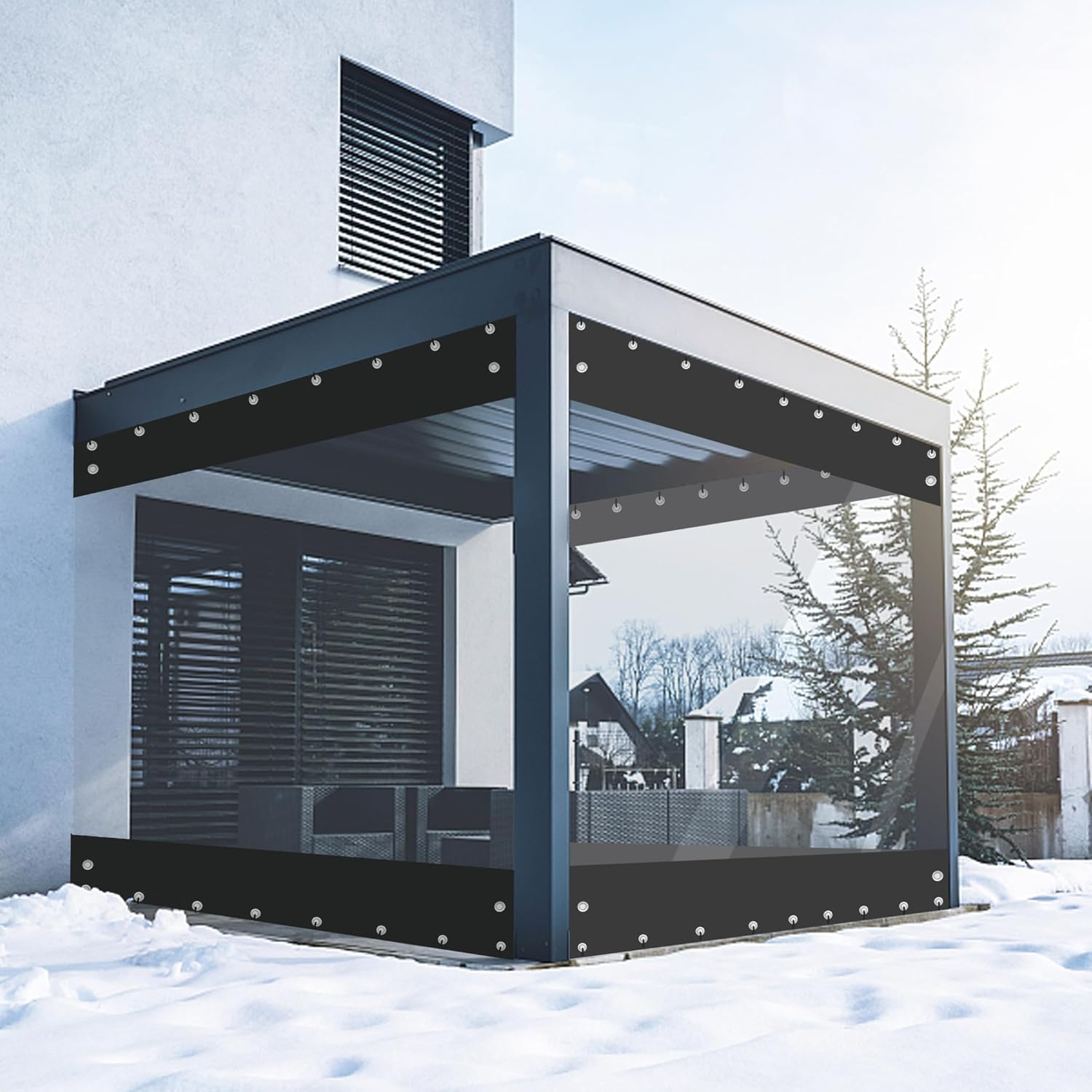 FoundGo 8ftHx10ftW Vinyl Curtains for Cozy Outdoor Spaces