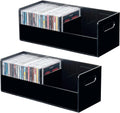 Modern Premium Black Acrylic CD Holder Racks - Stackable Set of 2
