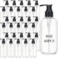 Norme 40 Pack 8 oz Clear Pump Bottles - Refillable Travel Dispensers