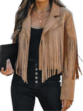 Trendy Faux Suede Leather Jackets For Women With Fringe Style