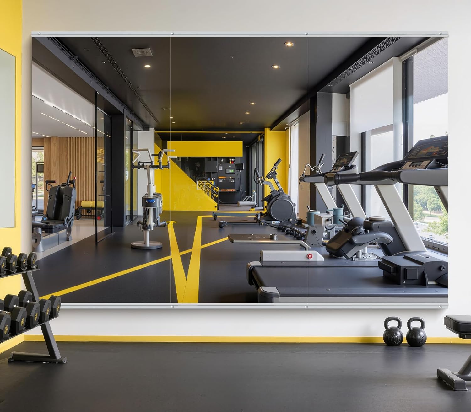 Home Gym Mirror - 80x40 Inch Frameless Tempered Glass Design