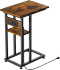 BALEINE Side Table with Charging Station - C-Shape End Table