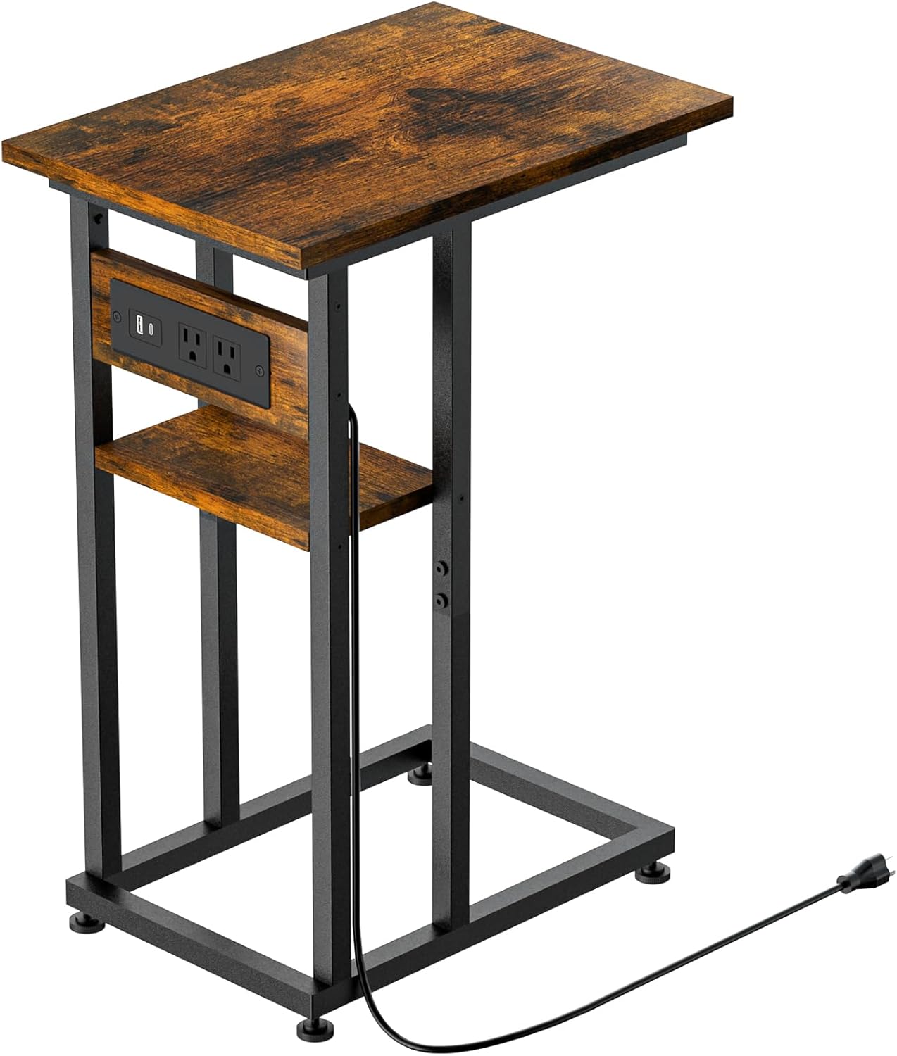 BALEINE Side Table with Charging Station for Small Spaces