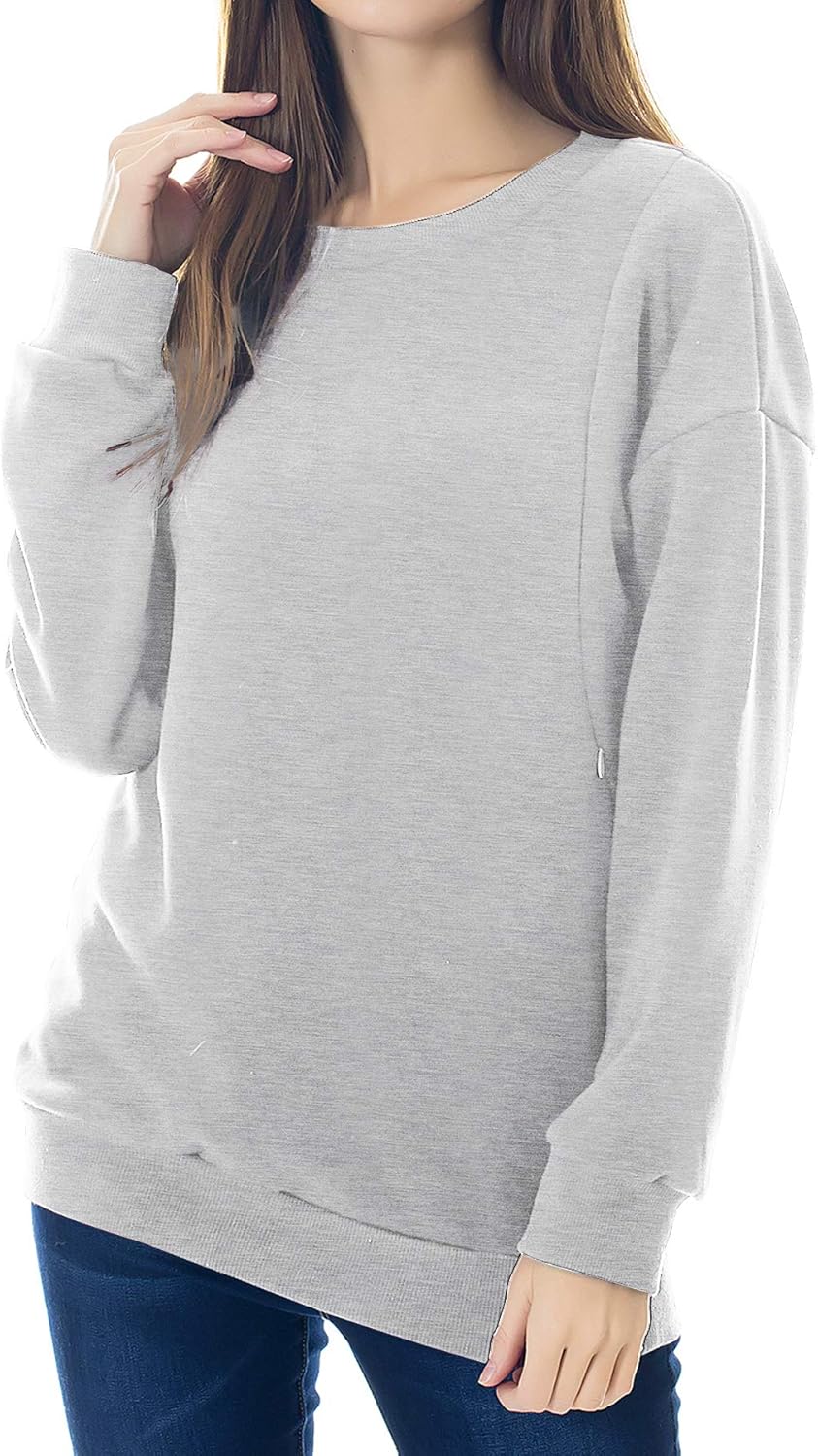 Smallshow Fleece Maternity Nursing Sweatshirt for Stylish Moms