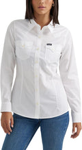 Women's Retro Long Sleeve Cool Blue Solid Western Shirt (Style P3B5)