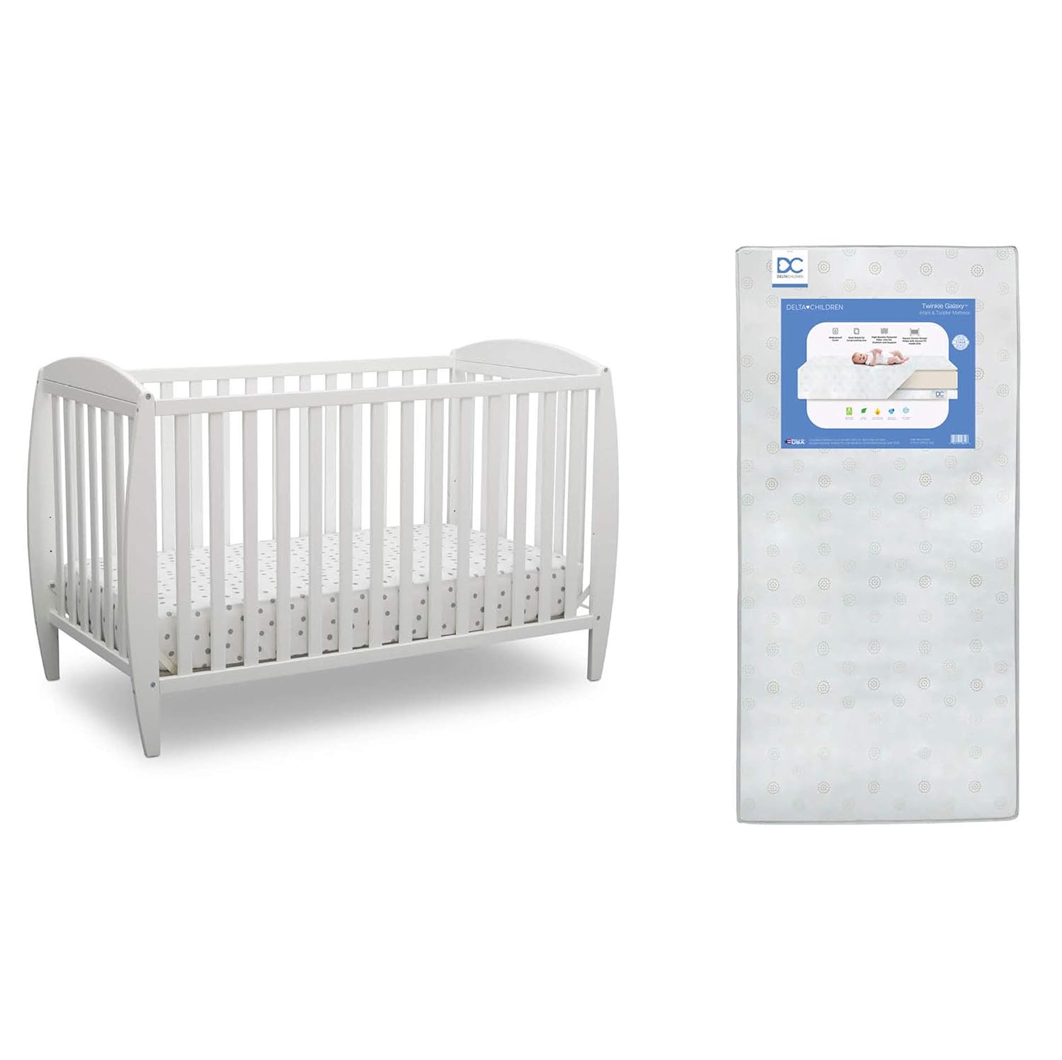 Delta Children Twinkle 4-in-1 Convertible Baby Crib and Mattress