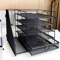 5-Tier Paper Letter Organizer with File Holder - Compact Desk Storage