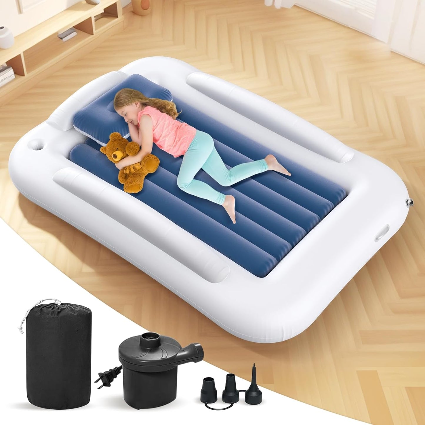 Inflatable Toddler Travel Bed - 60 Inch Portable Kids Air Mattress