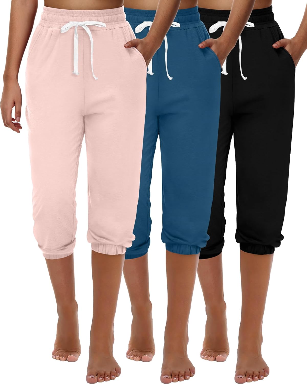 Ficerd Women's Capri Sweatpants Joggers for Summer Comfort