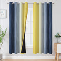 Navy Blue and Yellow Ombre Blackout Curtains 72 in - Full Room