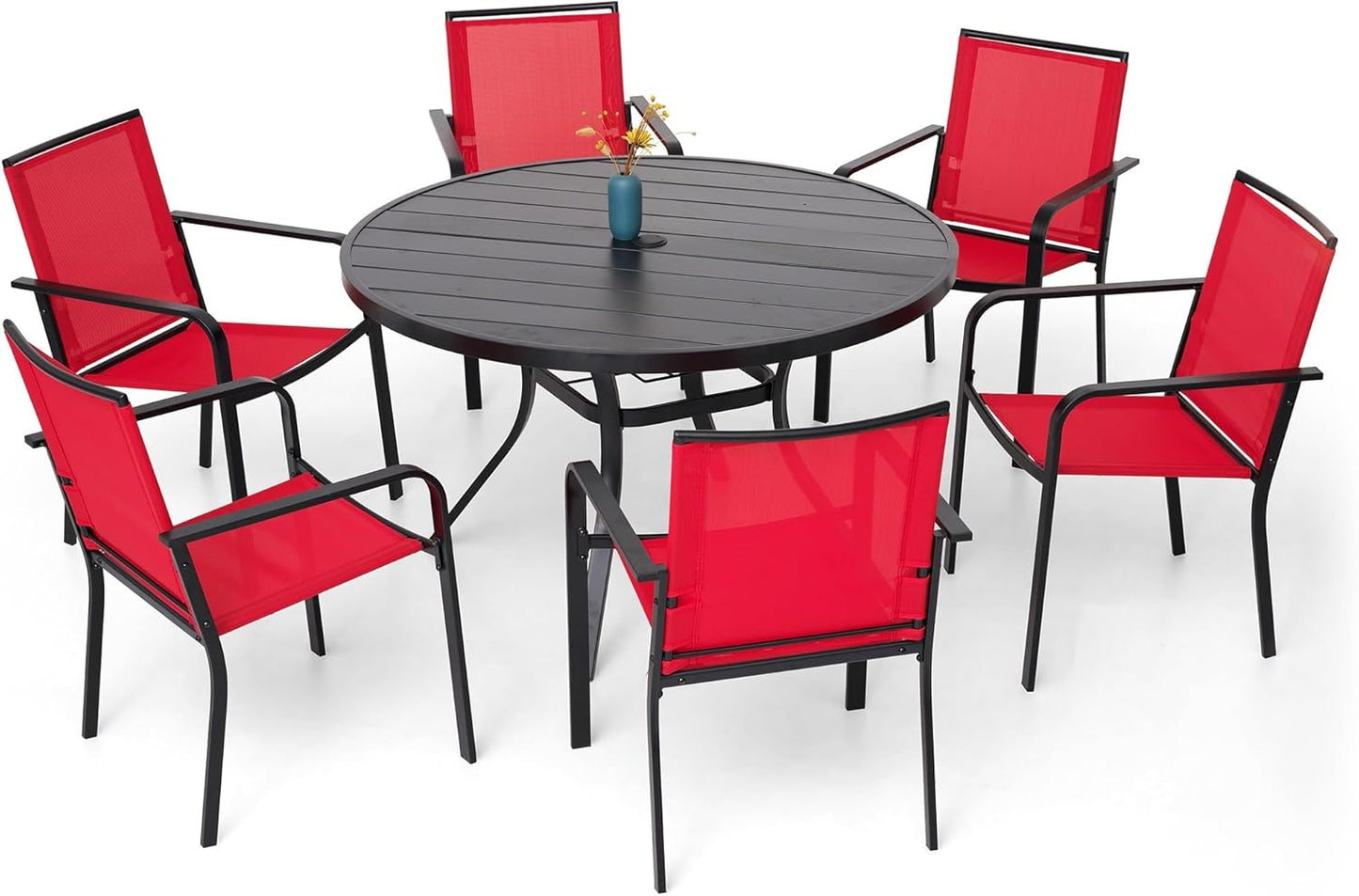 7-Piece Outdoor Dining Set with Stackable Chairs for All Weather