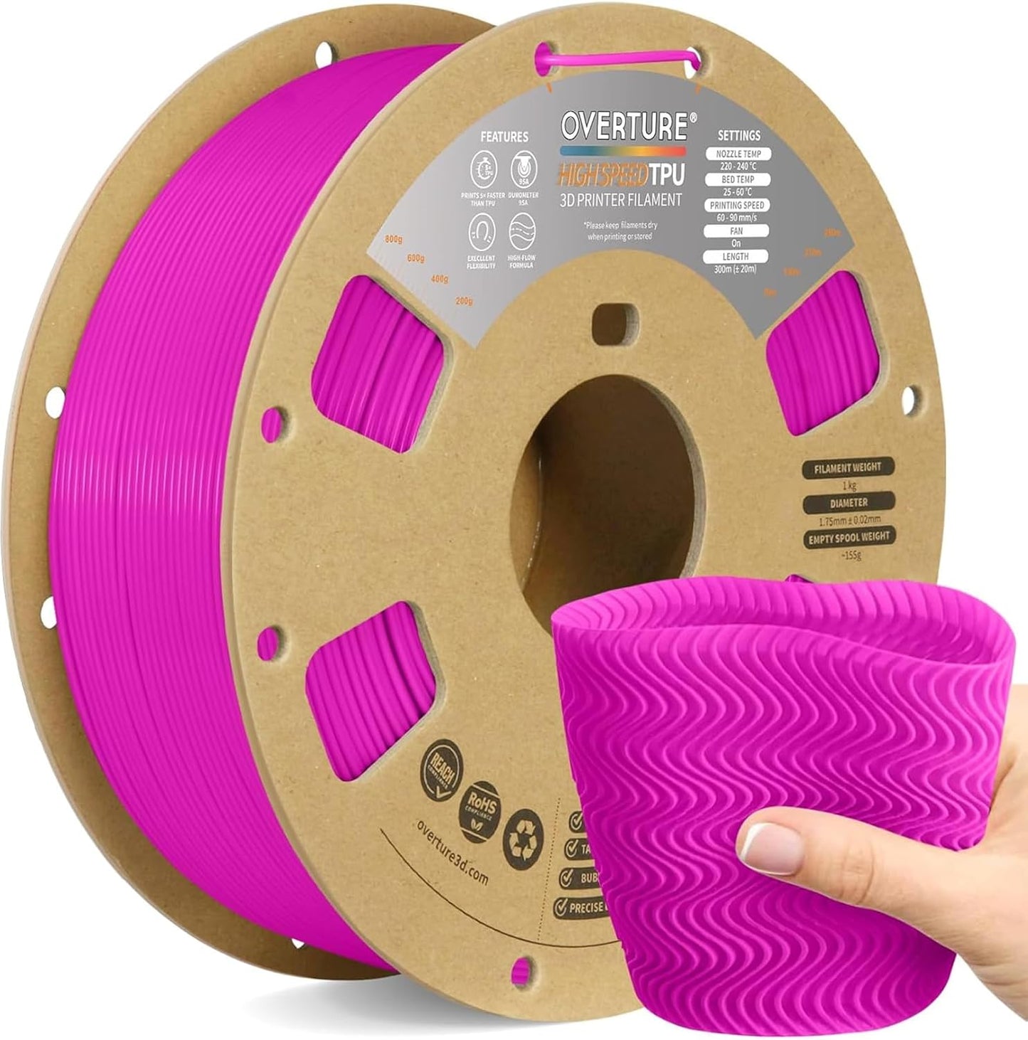 High Speed TPU Filament 1.75mm for 3D Printing Projects