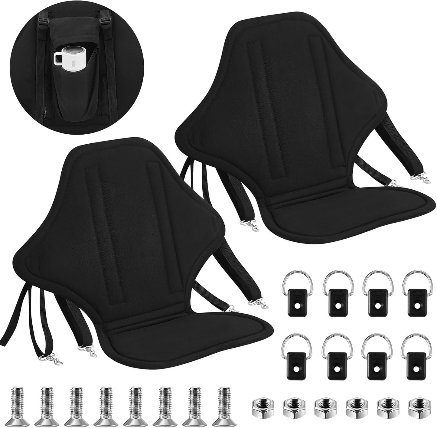 Padded Kayak Seat with Storage Bag for Fishing and Canoeing
