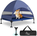 Elevated Dog Bed with Canopy - Stable Raised Outdoor Cot for Large