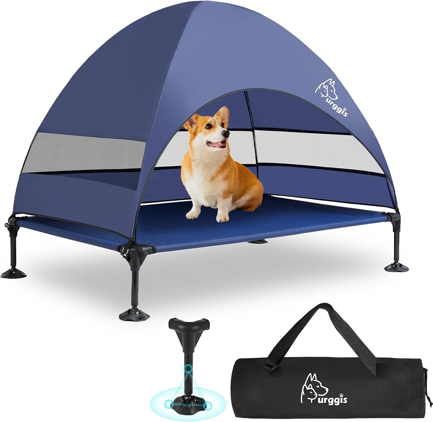 Upgraded Elevated Dog Bed with Canopy for Large Dogs Outdoors