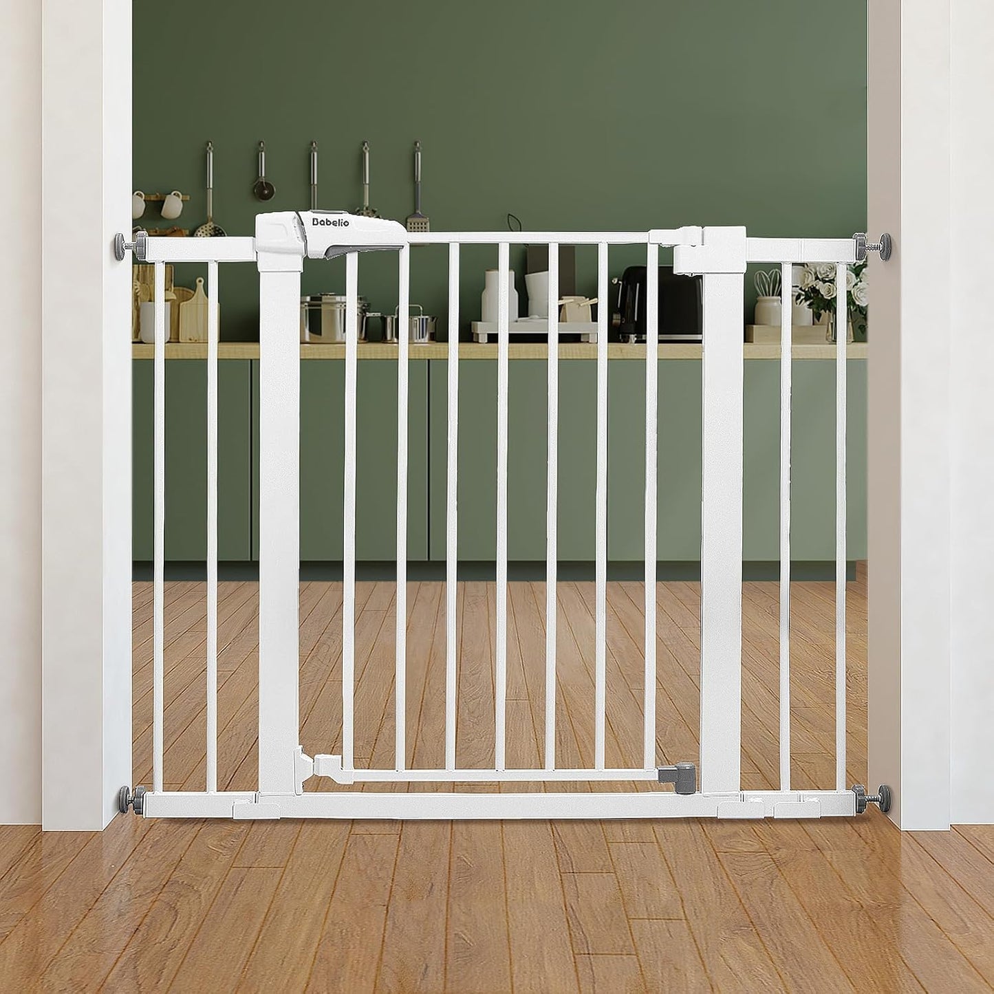 Babelio Auto Close Baby Gate - Easy Install, No Drilling, Safe for Kids & Pets