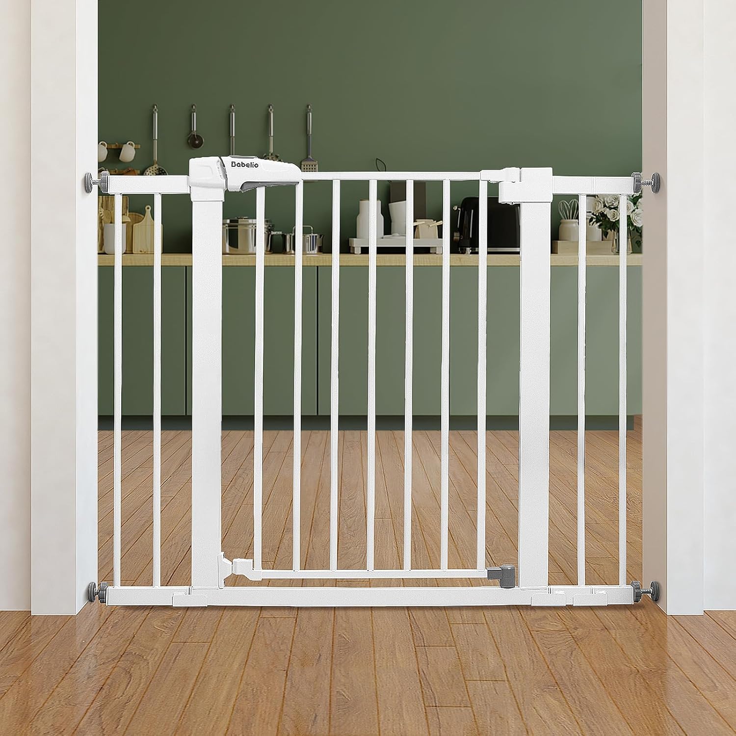 Babelio Auto Close Baby Gate - Easy Install, No Drilling, Safe for Kids & Pets