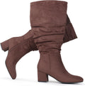 Women's Extra Wide Calf Slouchy Suede Dress Boots - Comfortable Heel