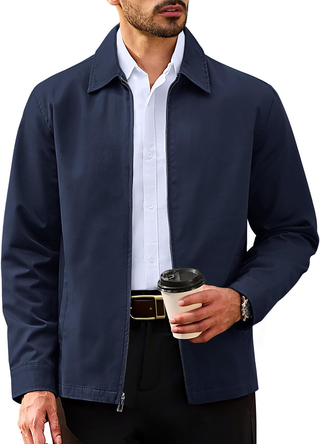 TACVASEN Men's Cotton Jacket Full Zip Up Work Windbreaker