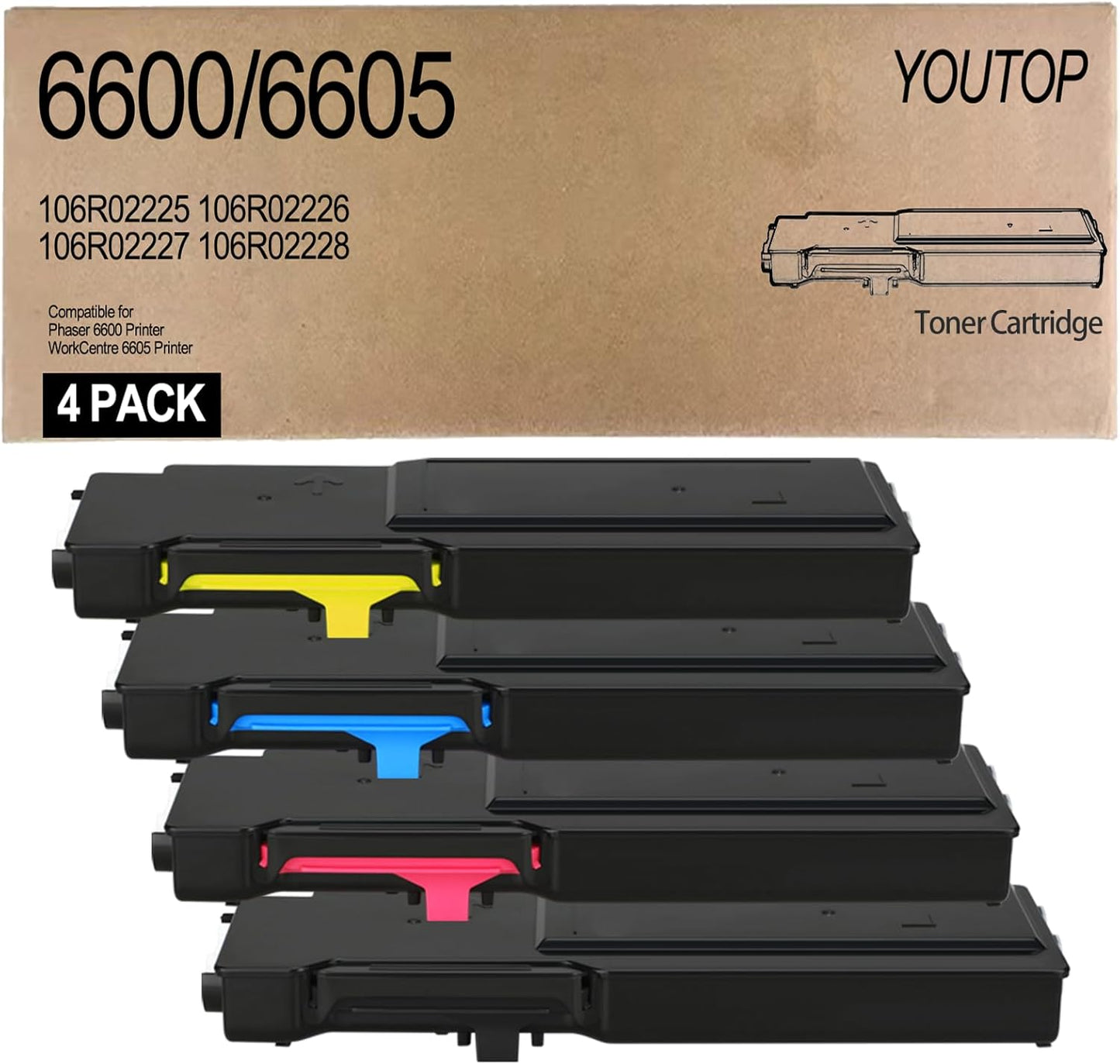 YOUTOP High Capacity Toner Set for Xerox Phaser 6600