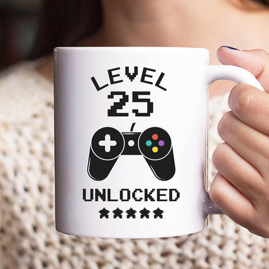 Level 25 Unlocked Gaming Mug - Perfect 25th Birthday Gift!
