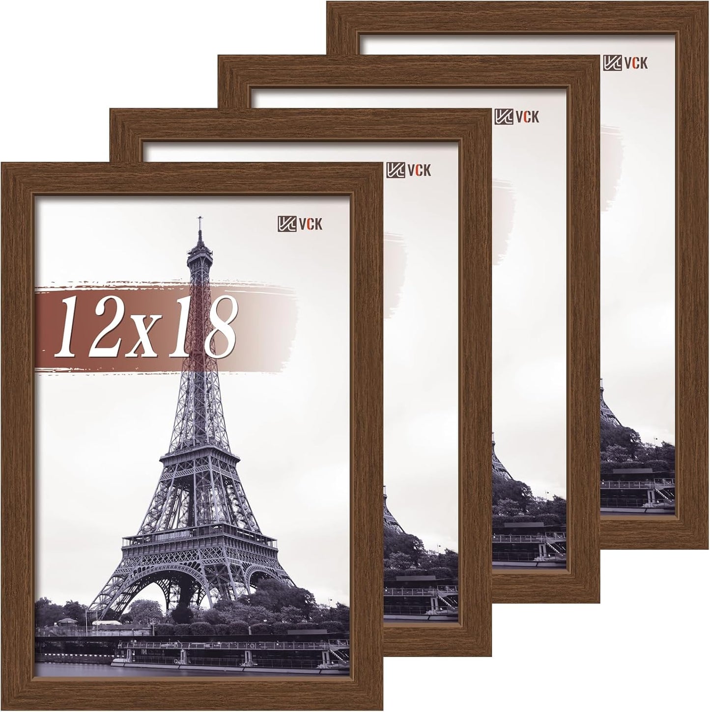 VCK 12x18 Poster Frame Set of 4 - Elegant Brown Wood Frames