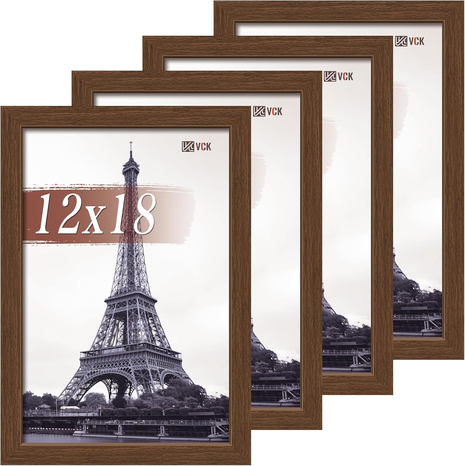 VCK 12x18 Poster Frame Set of 4 - Elegant Brown Wood Frames