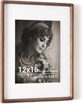 12x16 Picture Frame Walnut Wood, Handcrafted Rounded Corners