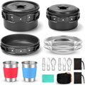 Odoland 15pcs Non-Stick Camping Cookware Set