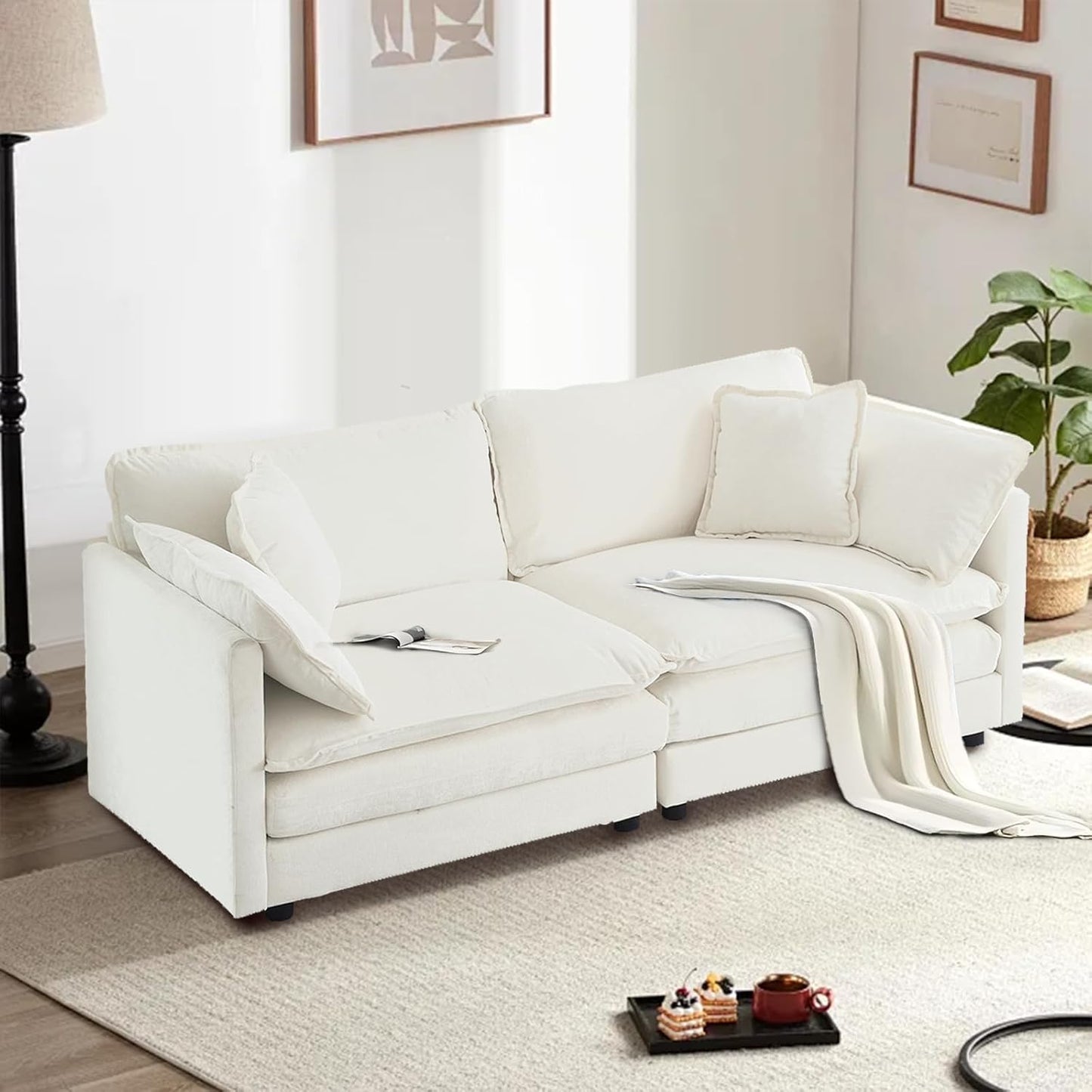 SoarFlash Chenille Sectional Sofa: Comfy Modular Loveseat Set