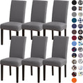 Gray Stretch Dining Chair Covers Set of 6 - Parsons Slipcovers