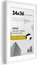 24x36 Poster Frame with Polished Plexiglass - White Gallery Frame