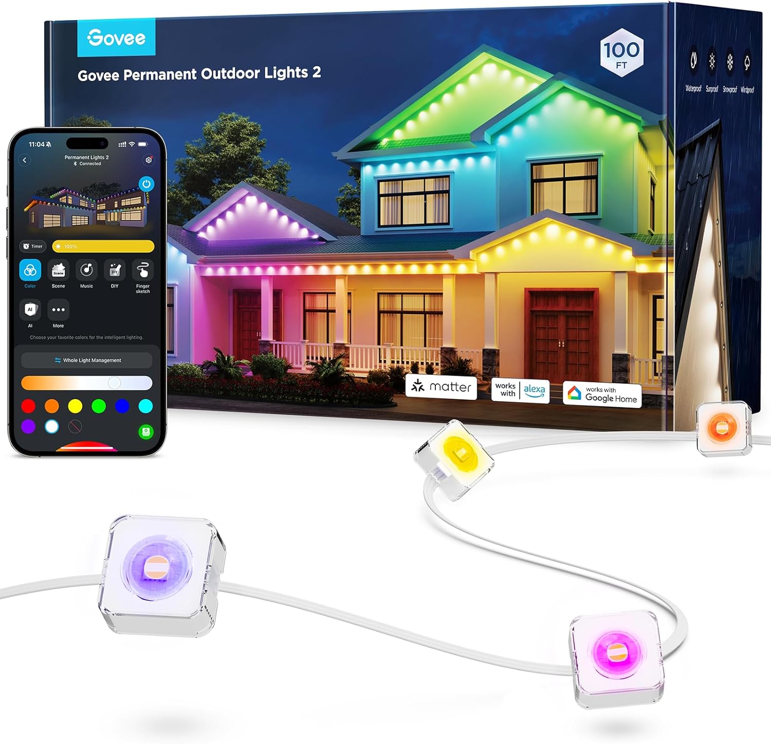 Govee Permanent Outdoor Lights 2: 100ft RGBIC Waterproof Lighting