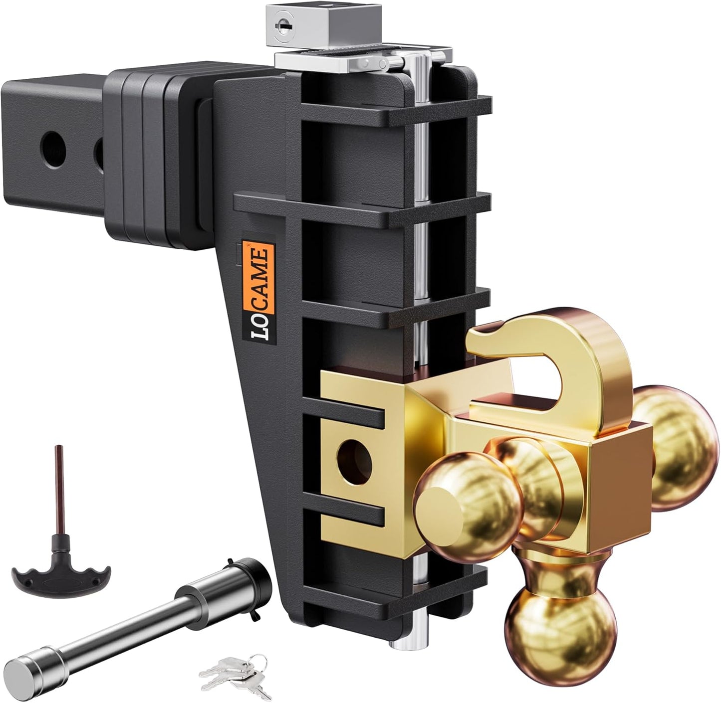 LOCAME Adjustable Trailer Hitch with Tri-Ball and Hook Features
