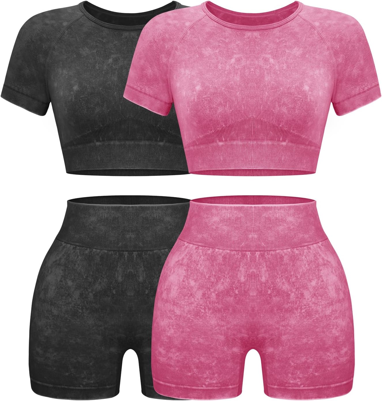 OLCHEE Womens Workout Sets - Seamless Acid Wash Yoga Outfits