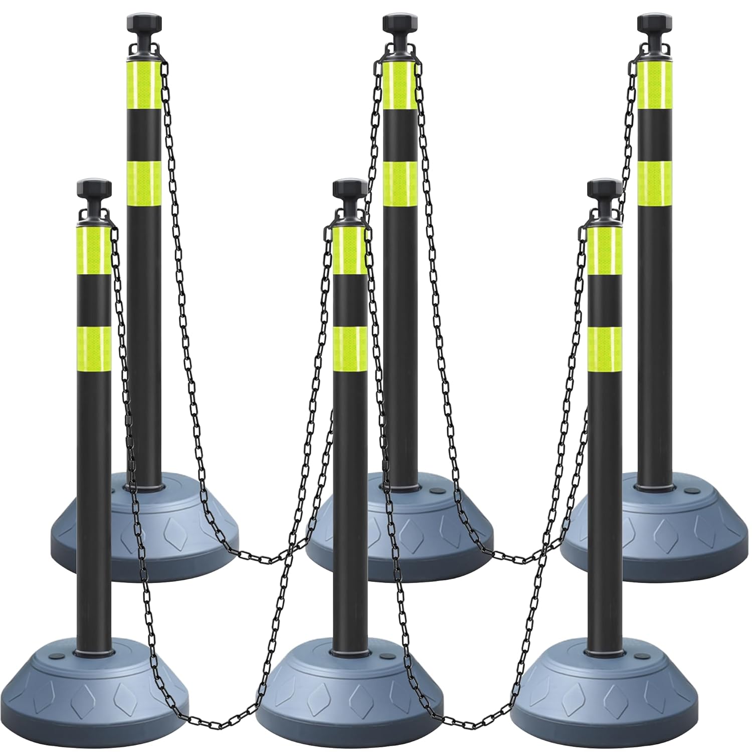 Traffic Delineator Post Cones with Expandable Chain Barriers