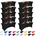 4 ft Black Spandex Tablecloth 10 Pack - Fitted Stretch, Wrinkle