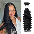 Human Braiding Hair 20 in Deep Water Wave Bulk - Natural Wet & Wavy
