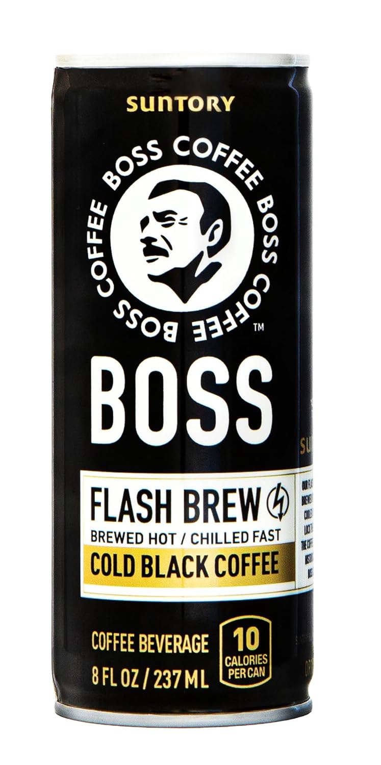 BOSS Coffee Original Black - Japanese Flash Brew, 8oz 12 Pack