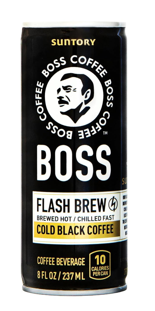 BOSS Coffee Original Black - Japanese Flash Brew, 8oz 12 Pack