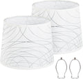 White Lampshades Set of 2 for Table Floor Lamp - Natural Linen, Medium