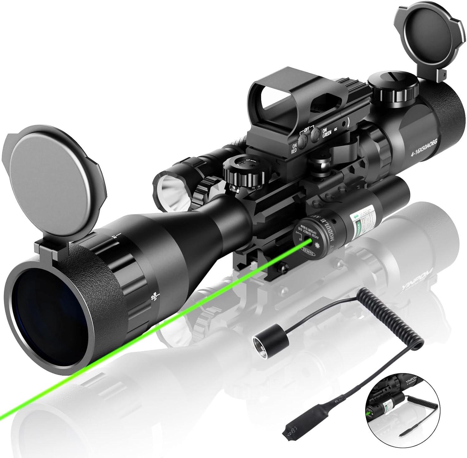 4-16x50AO Rifle Scope with Red/Green Dual Illumination Features