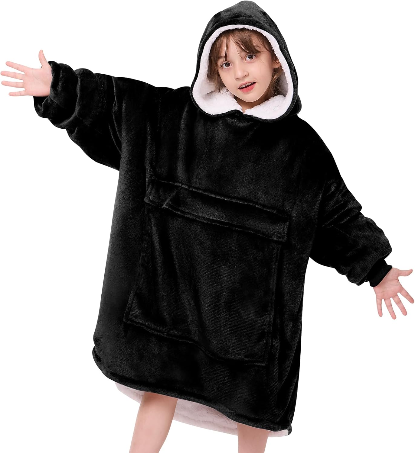 Yescool Wearable Blanket Hoodie for Kids - Cozy Sherpa Flannel