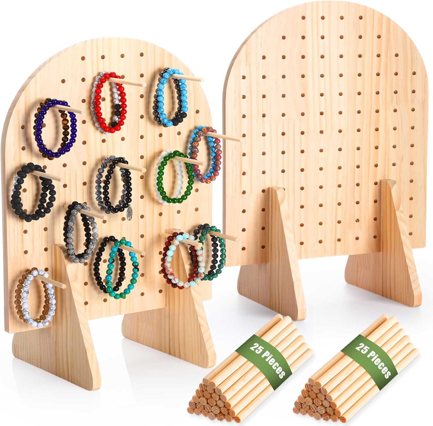 2 Sets Keychain Display Stand Wooden Pegboard Organizer for Jewelry