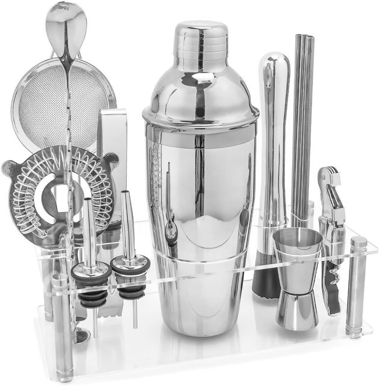 14-Piece Mixology Set with Acrylic Stand - Ultimate Bartender Kit